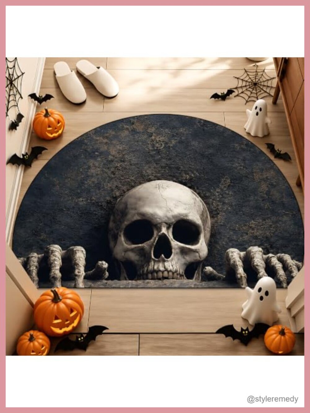 Halloween Diatomaceous Earth Door Mat 35x24 Semicircular Absorbent Half Round